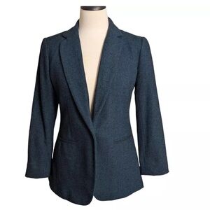 Banana Republic Women's 4 Dark Teal & Black Wool Blend Blazer Single Button